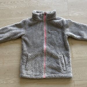 Columbia Heathered Gray Fleece Jacket with Pink Accents
